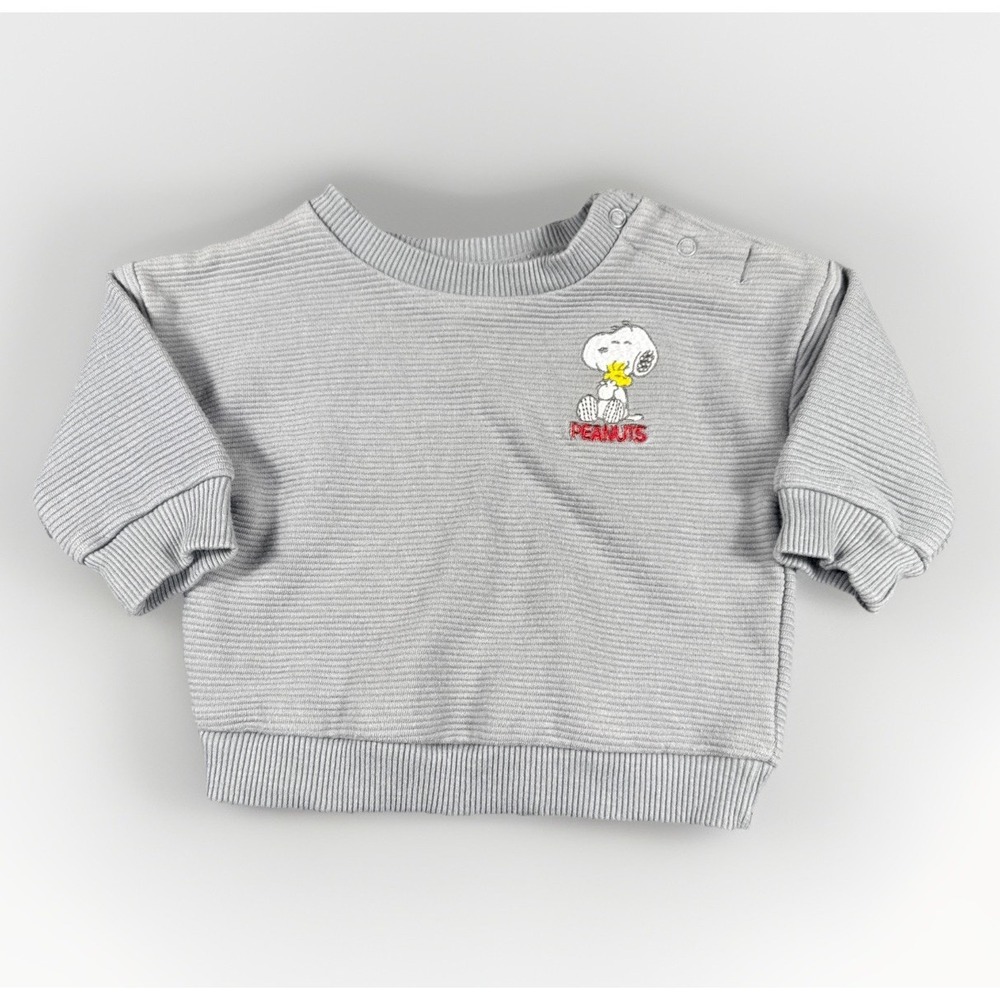 Snoopy Peanuts Ribbed Sweater Shirt Baby Infant 0-3 Months Gray